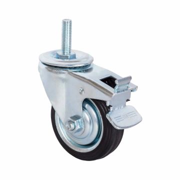 Колесо промышленное поворотное, болтовое крепление с тормозом (М10), 75 мм (SCtb 93)