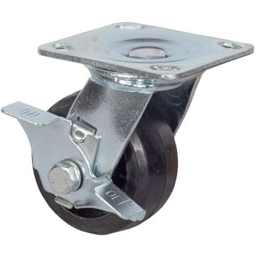 Колесо большегрузное поворотное с тормозом обрезиненное 125 мм - SCdb 55